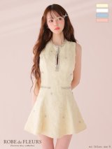 XSサイズあり【ROBE de FLEURS/ローブドフルール】ビジューライン/ ノースリーブ/ フレア/ ミニドレス/ キャバドレス[OF2]【一部予約商品/7月下旬発送予定】