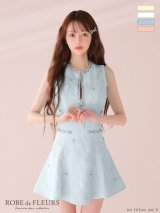 XSサイズあり【ROBE de FLEURS/ローブドフルール】ビジューライン/ ノースリーブ/ フレア/ ミニドレス/ キャバドレス[OF2]【一部予約商品/7月下旬発送予定】