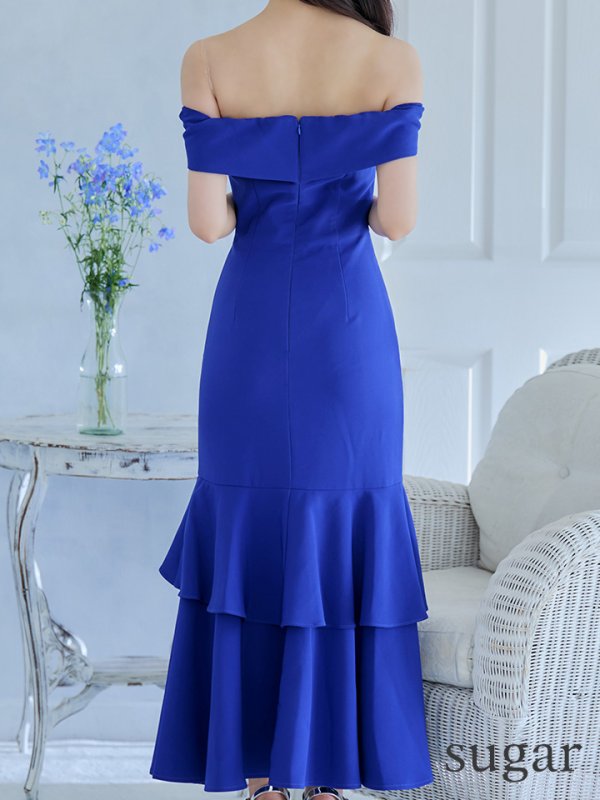 画像26: 【Andy GLAMOROUS/アンディグラマラス】シンプル/ ワンカラー/ フロントジップ/ オフショル/ フリル/ アシンメトリー/ マーメイド/ ミディアムドレス/ キャバドレス [OF05]