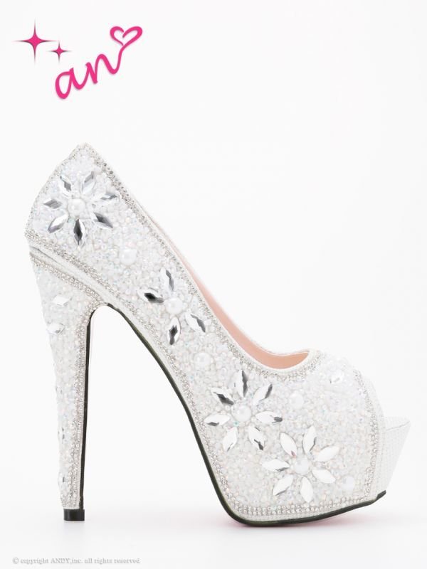 画像4: ☆人気の為再入荷☆【an】ビジューの華やかさとゴージャス感で足元からお洒落が楽しめます★パンプス★*S/M/Lサイズ・ホワイト[OF02]