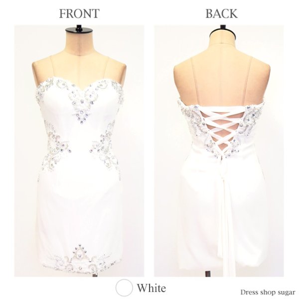 画像7: 【Lip line/リップライン】エレガントビジュー煌めく♪♪シンプルタイト♪ベアミニワンピキャバドレス*Sサイズ[HC03]