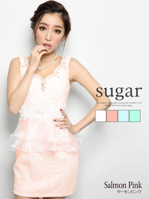 画像3: 【Lip line/リップライン】総レースｘシースルーペプラムが上品でCute♪ペプラムタイトミニワンピキャバドレス[HC03]