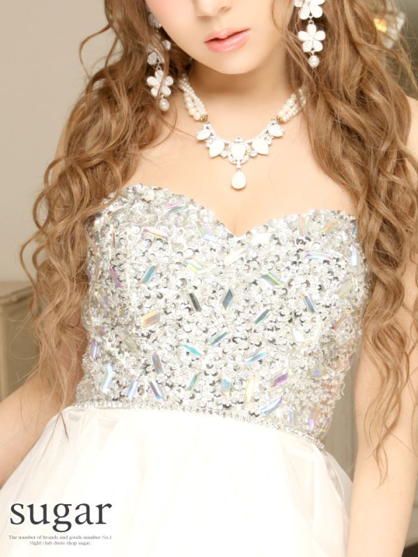 画像8: ☆新色追加!!【Lip line/リップライン】爽やかカラーのふんわりシフォンがCuteに魅せる♪☆ベアショートinロングキャバドレス[HC03]