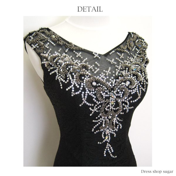 画像6: 【Lip line/リップライン】上品フルレース♪胸元に煌めくビジューとメッシュからの透け感で魅せて♪☆ノースリーブ デザイン：ミニ【ノースリーブ】ミニワンピキャバドレス[HC03]