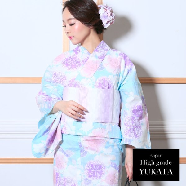 画像3: 【即日発送】【高級浴衣】椿の花と桜を散りばめた涼やかでノスタルジックな高級浴衣セット[YMT]