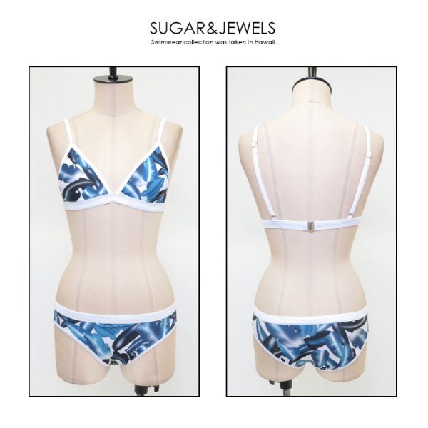 画像6: 【即日発送】【水着セール】【ビキニ】【水着】ブルーのリーフ柄が爽やかなビキニ☆スポーティホックビキニ