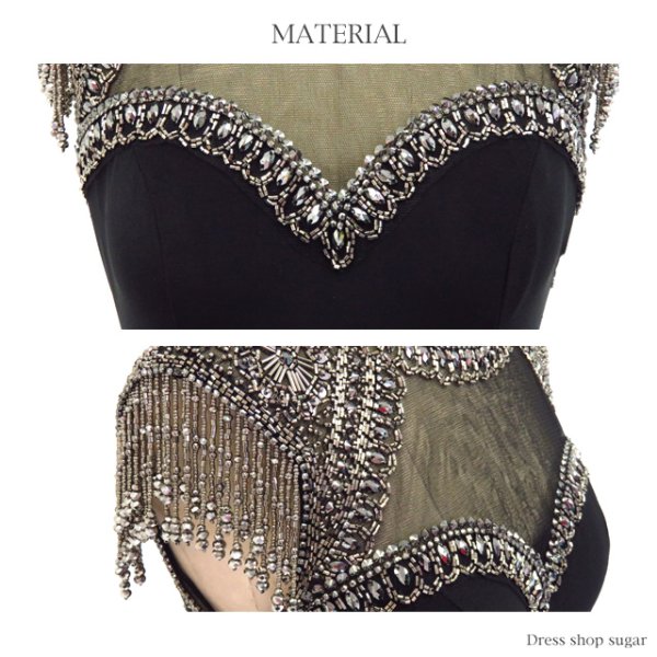 画像13: ☆NEWカラー追加!!☆【Lip line/リップライン】ゴージャスビジュー＆デコルテの透け感が大人の魅力を惹きだす♪シンプルロングキャバドレスlong[HC03]