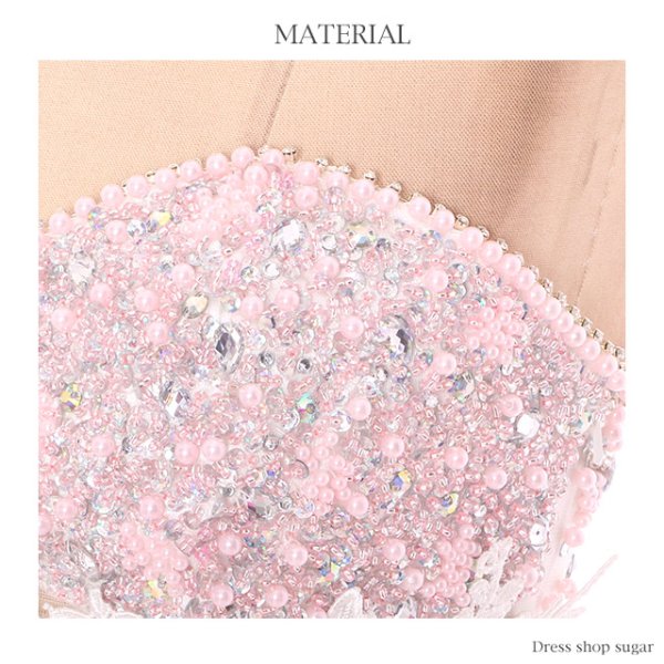 画像15: 【Lip line/リップライン】ウエストの透け感が大人可愛い♪シフォンフレアのベアキャバミニドレス[HC03]