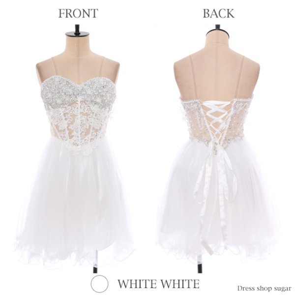 画像10: 【Lip line/リップライン】ウエストの透け感が大人可愛い♪シフォンフレアのベアキャバミニドレス[HC03]