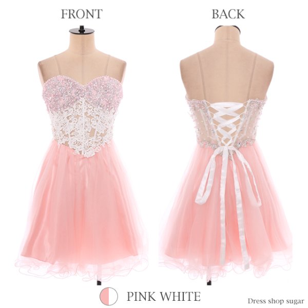 画像9: 【Lip line/リップライン】ウエストの透け感が大人可愛い♪シフォンフレアのベアキャバミニドレス[HC03]