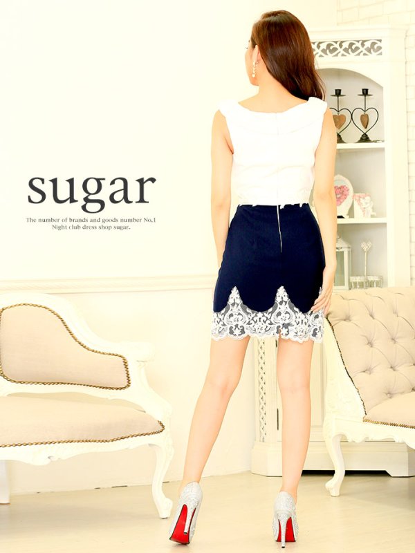 画像9: 【Lip line/リップライン】人気のバイカラー♪胸元クロスデザインでオシャレに♪タイトミニキャバドレス・s6B1609[HC03]