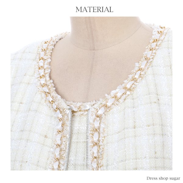 画像10: ツイードアウター【ROBE de FLEURS/ローブドフルール】ツイード/パール/ロングコート[OF08]