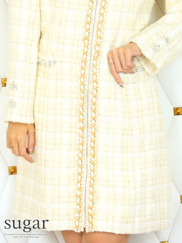 画像5: ツイードアウター【ROBE de FLEURS/ローブドフルール】ツイード/パール/ロングコート[OF08]