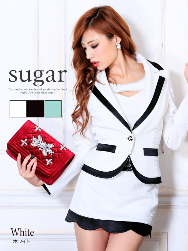 画像2: ☆再入荷【Giselle/ジゼル】人気のバイカラー♪インナーデザインが印象的な3点セットキャバスーツ♪s1GI1610