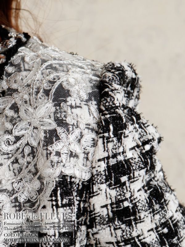 画像6: 【B品】【ROBE de FLEURS/ローブドフルール ジャケット】上品でフェミニンなツイードにレースを重ねたショート丈ジャケット・s1FM1611BBB[OF2]