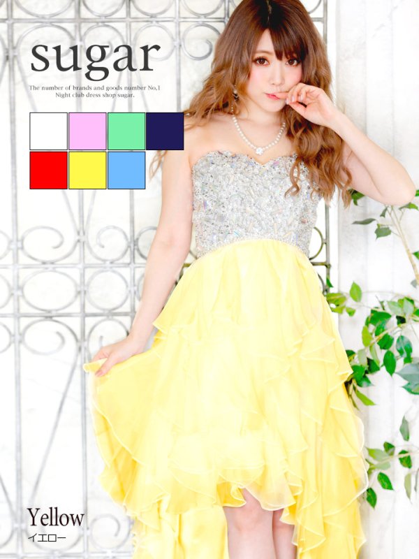 画像7: 【Lip line/リップライン】爽やかカラーのふんわりシフォンがCuteに魅せる♪☆ベアショートinロングキャバドレス[HC03]