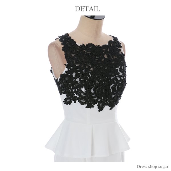 画像15: 【Lip line/リップライン】エレガントなケミカルレースデザインのペプラムミニキャバドレス・s6B1611[HC03]