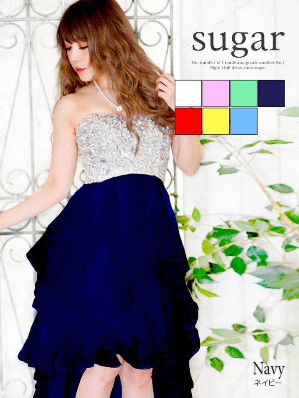 画像5: 【Lip line/リップライン】爽やかカラーのふんわりシフォンがCuteに魅せる♪☆ベアショートinロングキャバドレス[HC03]