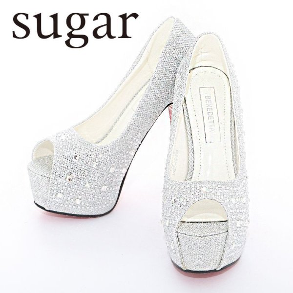 画像13: ☆再入荷☆【4サイズ】豪華に煌めくストーンの人気パンプス♪☆14cmヒールオープントゥパンプス[OF02]