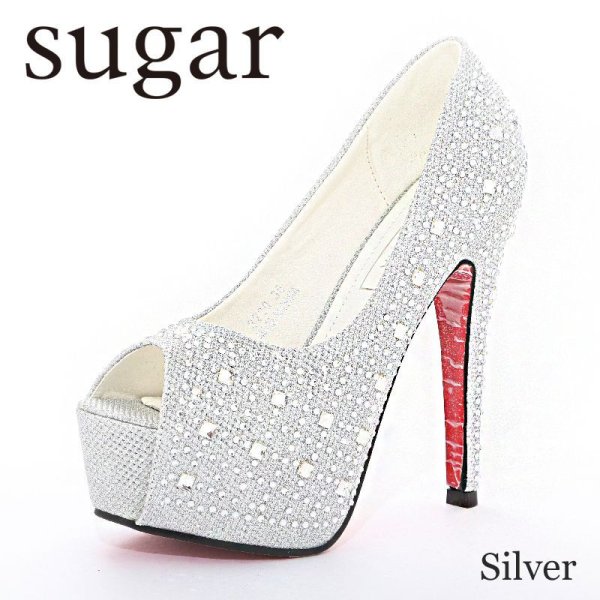 画像4: ☆再入荷☆【4サイズ】豪華に煌めくストーンの人気パンプス♪☆14cmヒールオープントゥパンプス[OF02]