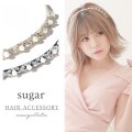 【アクセサリー：ヘアアクセ】ビジュー＆パール付きヘアカチューシャ[OF02]