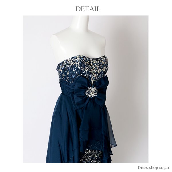 画像12: 【Lip line/リップライン】CUTEなリボンが絶品アクセント♪♪ベアショートinロングキャバドレス[HC03]