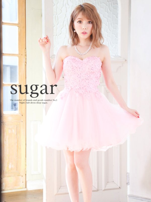 画像5: ☆XSサイズあり☆【Lip line/リップライン】ケミカルレースxボリューミーフレアミニキャバドレス♪s6B1705[HC03]