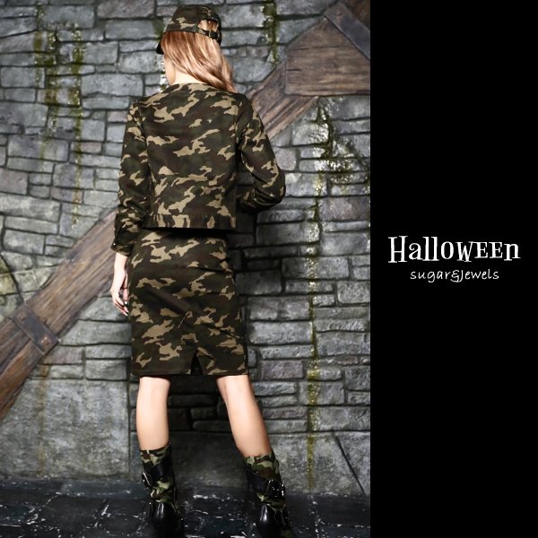 画像4: 【ハロウィン3点セット】カモフラージュ柄ジャケット＆スカート☆アーミーコスプレセット（IN-army）[OF01]