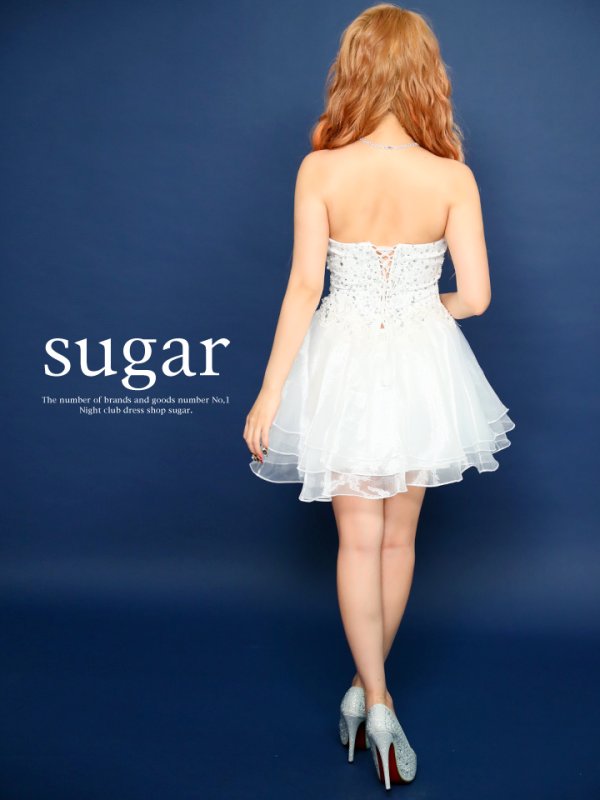 画像10: ☆XSサイズあり☆【Lip line/リップライン】トップビジューxオーガンジー切り替えタイトミニキャバドレス・s6B1709[HC03]