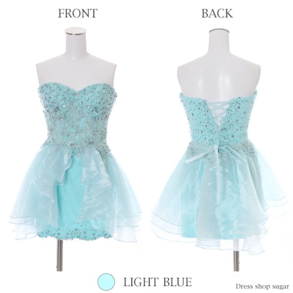 画像11: ☆XSサイズあり☆【Lip line/リップライン】トップビジューxオーガンジー切り替えタイトミニキャバドレス・s6B1709[HC03]