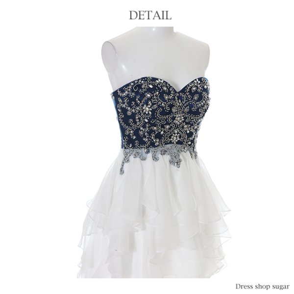 画像13: XSサイズあり【Lip line/リップライン】ビジュー/フリル/ベア/ミニドレス /キャバドレス[HC03]