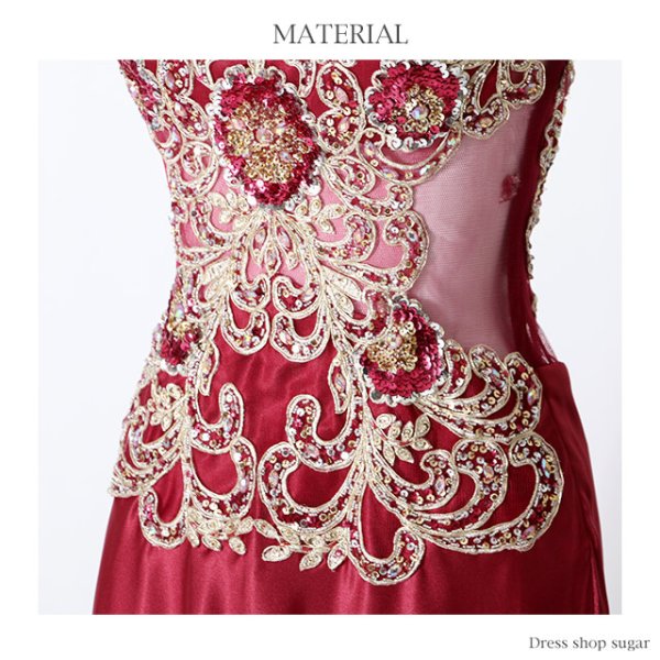 画像17: Lサイズあり【Luxe Style】ウエストの透け感で女らしいセクシーさも兼ね備えたジュエルボディアート/サテンロングドレスlong【HC03】