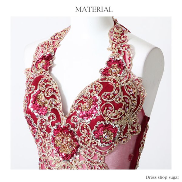 画像16: Lサイズあり【Luxe Style】ウエストの透け感で女らしいセクシーさも兼ね備えたジュエルボディアート/サテンロングドレスlong【HC03】