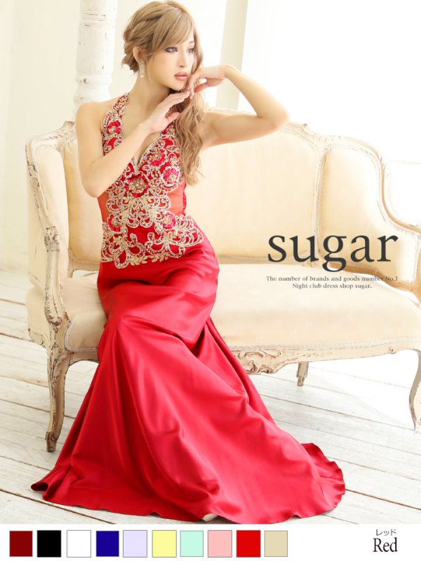 画像9: Lサイズあり【Luxe Style】ウエストの透け感で女らしいセクシーさも兼ね備えたジュエルボディアート/サテンロングドレスlong【HC03】