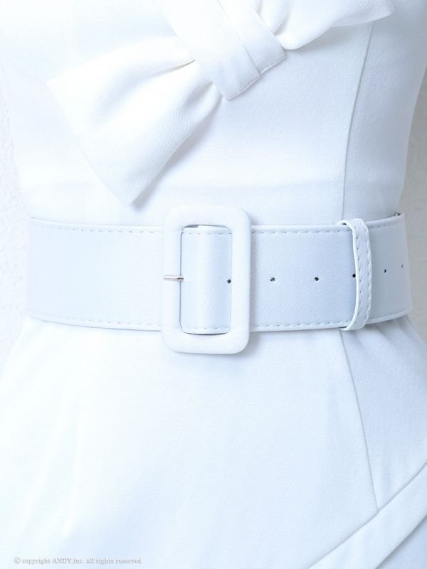 画像7: 【an】バストリボン/V字ネック/ベルト付き/キャバドレス ホワイト[OF05]