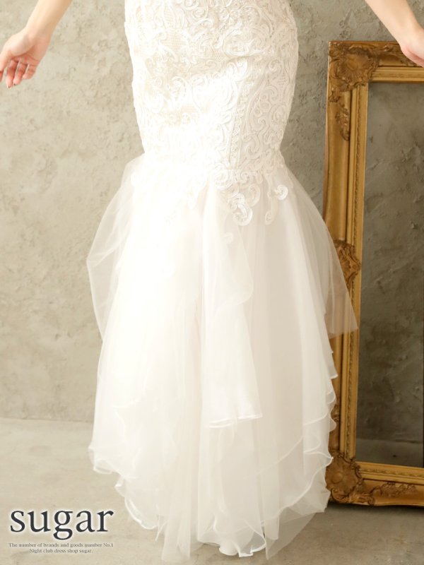 画像4: 【B品】【Lip line/リップライン】刺繍ビジュー/ベア/マーメイド/キャバドレスlongBBB[OF05]