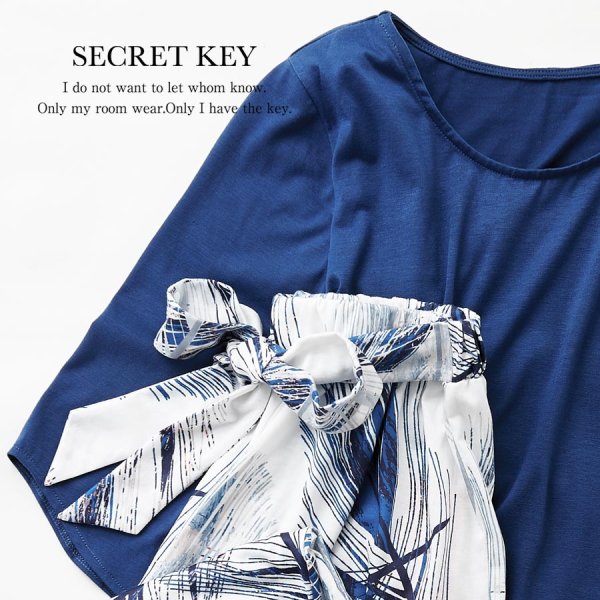 画像10: 【小物SALE】【ルームウェア】フレアースリーブネイビーリーフ柄セットアップ　”ファッション雑誌SHeコラボ” [HC02]