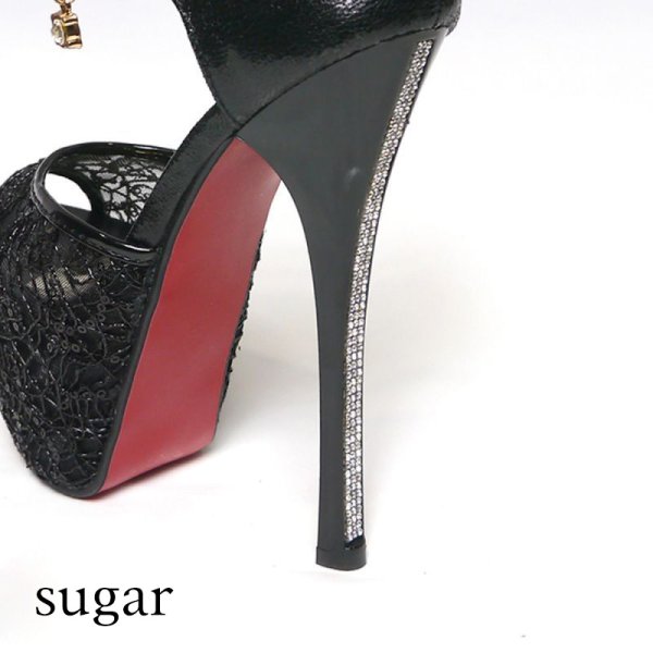 画像6: 再入荷!【2color/4size】レースが素肌をチラ見せしてsexy&cute☆足首のチャームが煌めく♪ストラップサンダル[OF02]