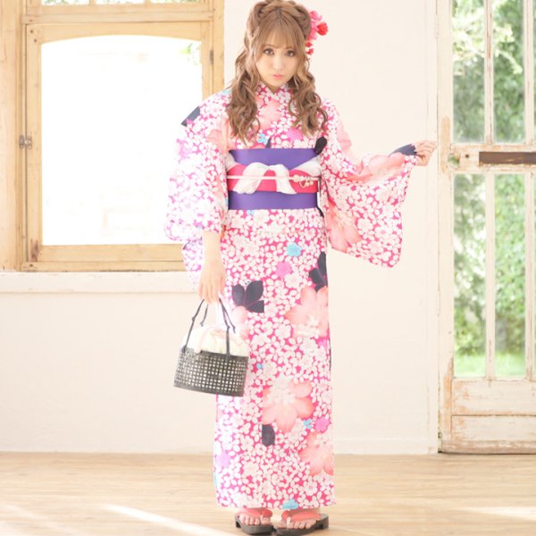 画像3: 【即日発送】【浴衣セール】【浴衣】小花桜模様浴衣セット[HC02]