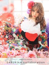 【即日発送】【浴衣】☆ここでしか買えないオリジナルデザイン！☆さくりなコラボ浴衣セット（19obi-2/Yheko030WH / Yhimo206 / A807knR）[YMT]