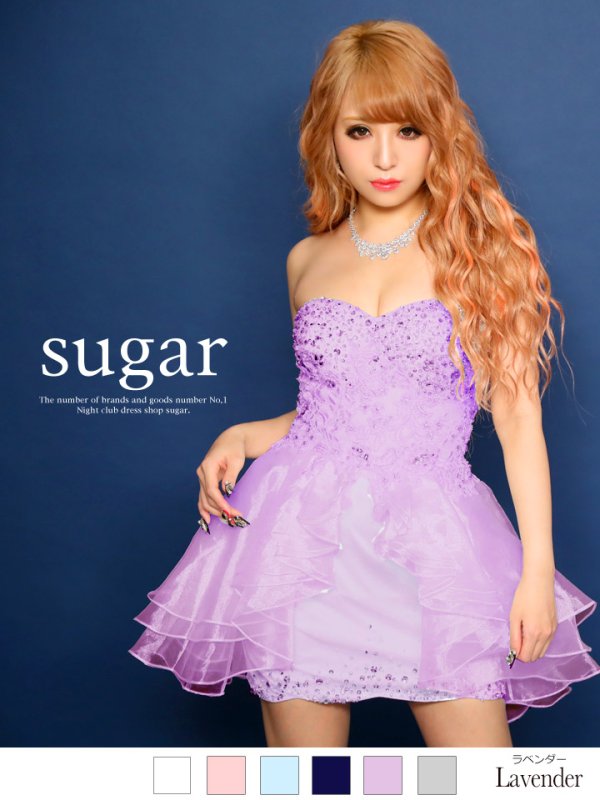 画像4: ☆XSサイズあり☆【Lip line/リップライン】トップビジューxオーガンジー切り替えタイトミニキャバドレス・s6B1709[HC03]