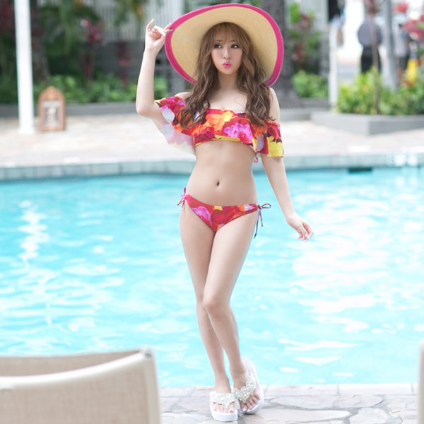画像3: 【即日発送】【水着セール】【ビキニ】【水着】リゾートフラワーオフショルビキニ[YMT]