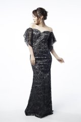 【4月30日までファイナルセール開催中！! 】Lサイズあり【Luxe Style/リュクススタイル】オフショル/スパンコールレース/マーメイド/キャバドレス【HC03】