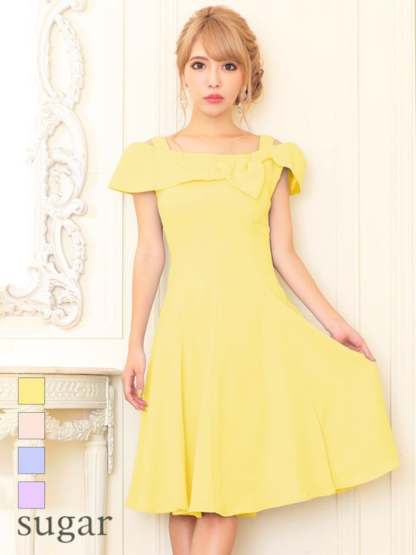 画像3: 【Lip line/リップライン】ワンカラー/デコルテリボン/ミディアム/キャバドレス Sサイズ[OF05]