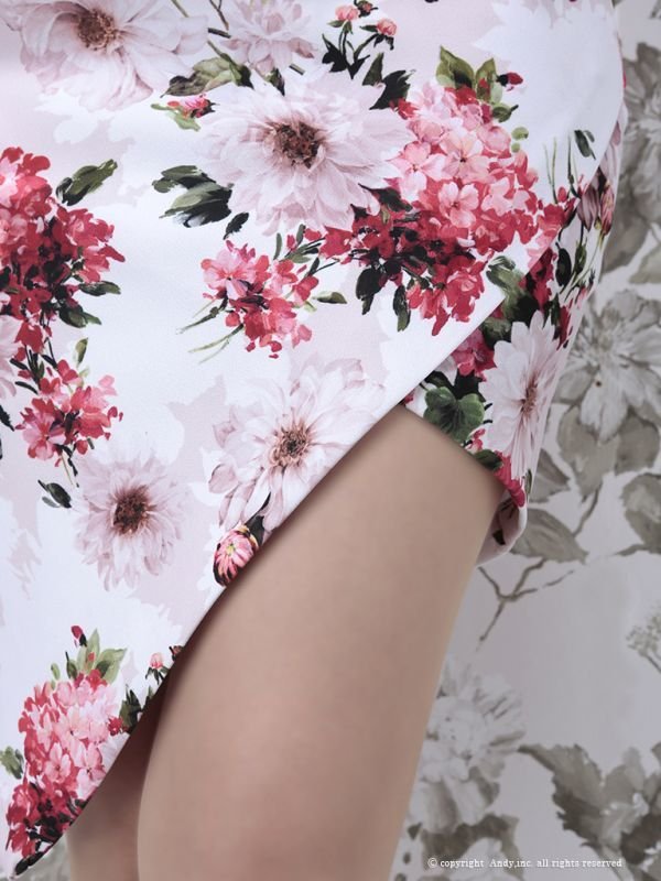 画像8: 【ANDY/アンディ】フラワープリント/ウエストリボン/アシメ/ウエストカット/キャバドレス[FB03]