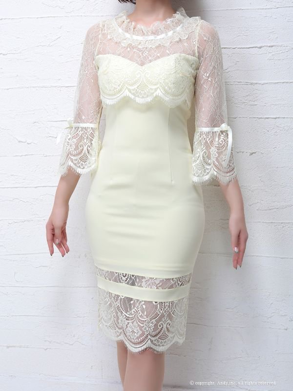 画像4: 訳あり商品☆レース破れ☆セール価格13,800円(税抜)より更に値引き【ANDY/アンディ】レースデザイン/七分袖/タイト[OF05]