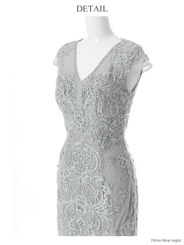 画像12: Lサイズあり【Lip line/リップライン】フラワー刺繍xビジュー/Vネック/タイト/ミニドレス /キャバドレス[HC03]