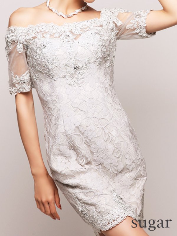画像8: Lサイズあり【Lip line/リップライン】フラワーレース/5分袖/オフショル/ミニドレス /キャバドレス[HC03]
