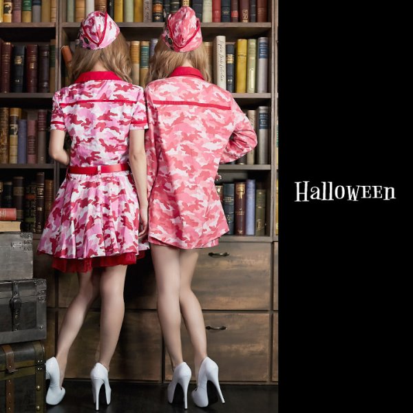 画像6: 【値下げ！】SALE！【ハロウィンコスプレ3点セット】ピンクアーミーワンピース【S-XLサイズ/1カラー】（STEE06 W）[OF01]