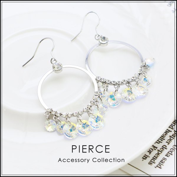 画像1: 【アクセサリー：ピアス】【ERUKEI】シルバーリングビジューピアス[OF02-U]